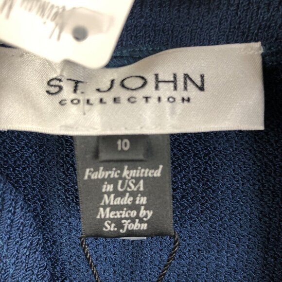 St John Collection Sweater Womens 10 Blue Santana Knit Cardigan Old Money NEW - Picture 8 of 16